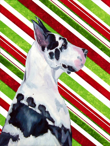 Great Dane Candy Cane Holiday Christmas House Size Canvas Flag