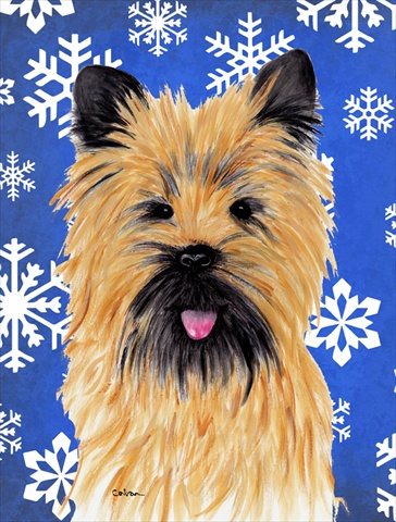 Cairn Terrier Winter Snowflakes Holiday House Size Canvas Flag