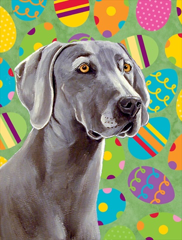 Weimaraner Easter Eggtravaganza House Size Canvas Flag 28 x 40 in.