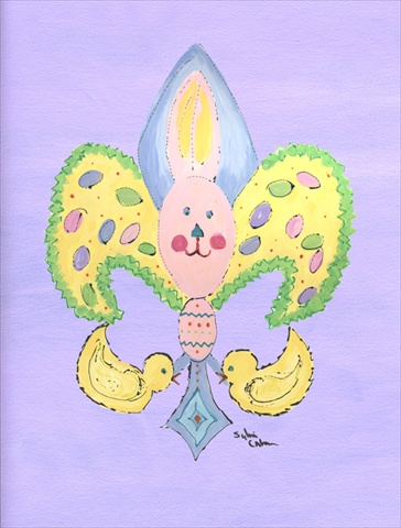 11 x 15 in. Easter Bunny Rabbit Fleur de lis Garden Size Flag