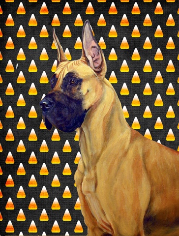 Great Dane Candy Corn Halloween Portrait House Size Canvas Flag