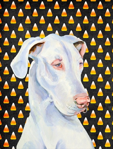 Great Dane Candy Corn Halloween Portrait House Size Canvas Flag - 28 x 40 in.