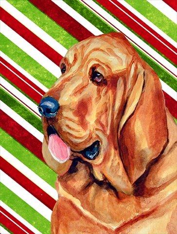 Bloodhound Candy Cane Holiday Christmas Garden Size Flag