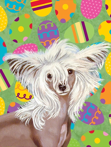 Chinese Crested Easter Eggtravaganza House Size Canvas Flag - 28 x 40 in.