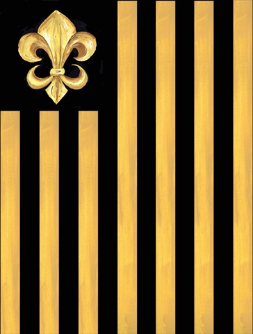 28 x 40 in. Black and Gold Fleur de lis Nation House Size Canvas Flag