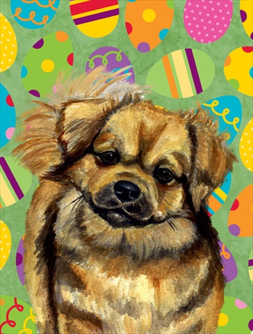 Tibetan Spaniel Easter Eggtravaganza House Size Canvas Flag