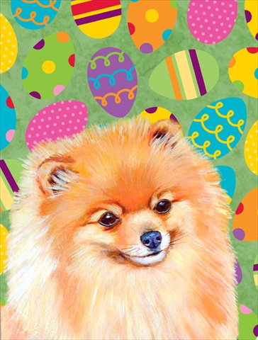 Pomeranian Easter Eggtravaganza Garden Size Flag