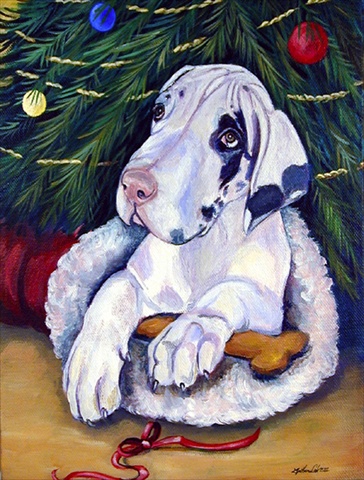 11 x 15 in. Christmas Tree with Great Dane Garden Size Flag