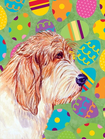 Petit Basset Griffon Vendeen Easter Eggtravaganza House Size Canvas Flag 28 x 40 in.
