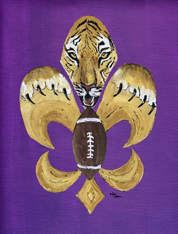 Tiger Football Fleur de lis House Size Canvas Flag