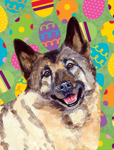 Norwegian Elkhound Easter Eggtravaganza House Size Canvas Flag