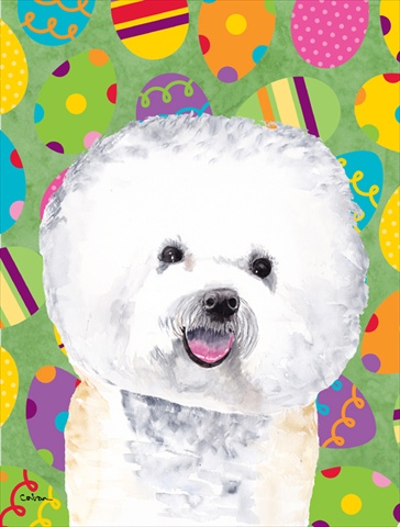 Bichon Frise Easter Eggtravaganza House Size Canvas Flag