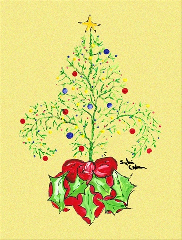 11 x 15 in. Christmas Tree Fleur de lis Garden Size Flag