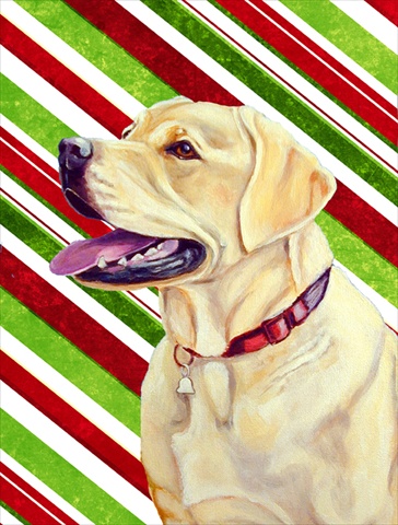 Labrador Candy Cane Holiday Christmas House Size Canvas Flag