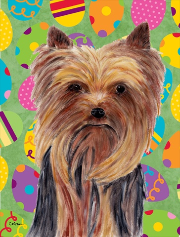11 x 15 in. Yorkie Easter Eggtravaganza Garden Size Flag