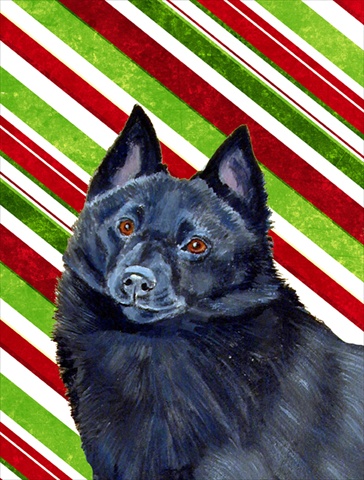 Schipperke Candy Cane Holiday Christmas Garden Size Flag
