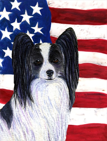 USA American Flag with Papillon Garden Size Flag