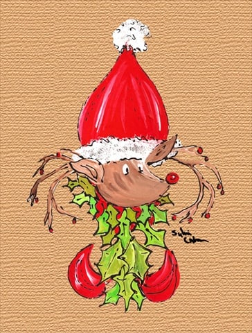 Christmas Reindeer Fleur de lis Garden Size Flag