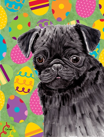 11 x 15 in. Pug Easter Eggtravaganza Garden Size Flag