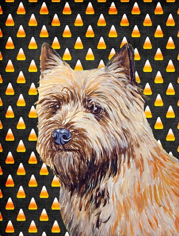 Cairn Terrier Candy Corn Halloween Portrait House Size Canvas Flag