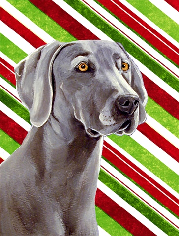 Weimaraner Candy Cane Holiday Christmas House Size Canvas Flag