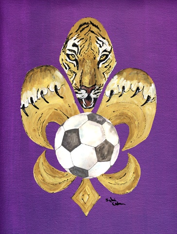 Tiger Soccer Fleur de lis House Size Canvas Flag