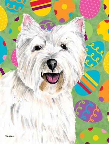 Westie Easter Eggtravaganza Garden Size Flag