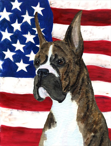 USA American Flag with Boxer Garden Size Flag