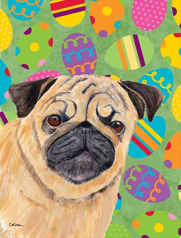 Pug Easter Eggtravaganza House Size Canvas Flag