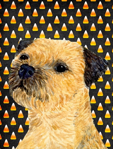 Border Terrier Candy Corn Halloween Portrait House Size Canvas Flag