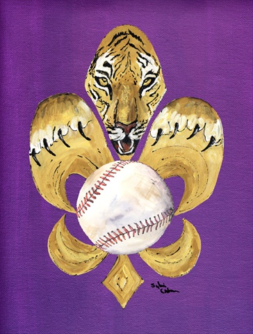 11 x 15 in. Tiger Fleur de lis Baseball Garden Size Flag