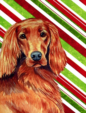 Irish Setter Candy Cane Holiday Christmas House Size Canvas Flag