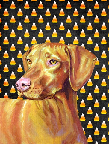 Vizsla Candy Corn Halloween Portrait Garden Size Flag