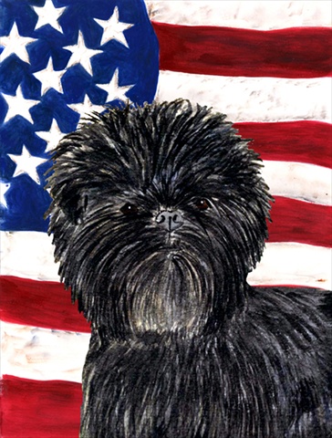 USA American Flag with Affenpinscher House Size Canvas Flag