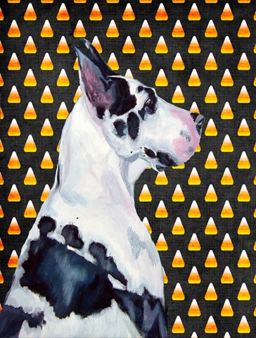 Great Dane Candy Corn Halloween Portrait House Size Canvas Flag
