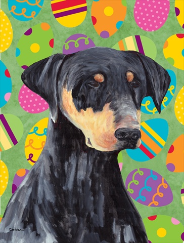 Doberman Easter Eggtravaganza Garden Size Flag