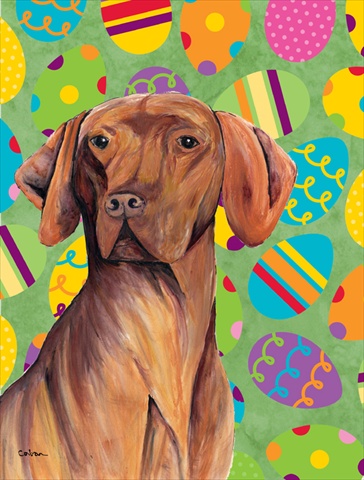 Vizsla Easter Eggtravaganza House Size Canvas Flag 28 x 40 in.