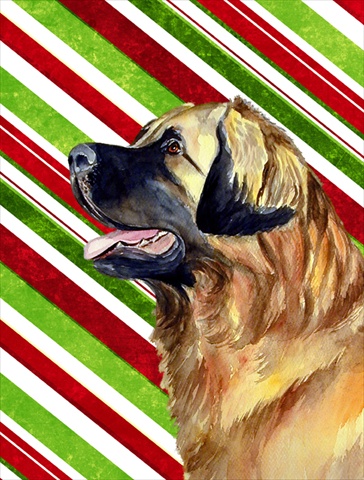 Leonberger Candy Cane Holiday Christmas Garden Size Flag