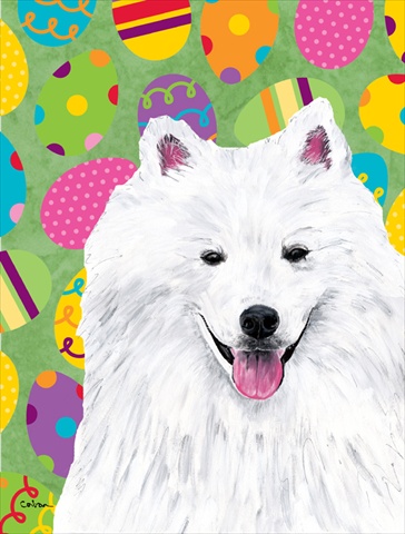American Eskimo Easter Eggtravaganza House Size Canvas Flag
