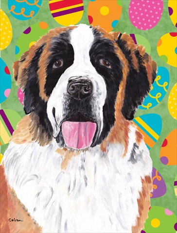 11 x 15 in. Saint Bernard Easter Eggtravaganza Garden Size Flag