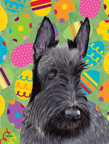 28 x 40 in. Scottish Terrier Easter Eggtravaganza House Size Canvas Flag