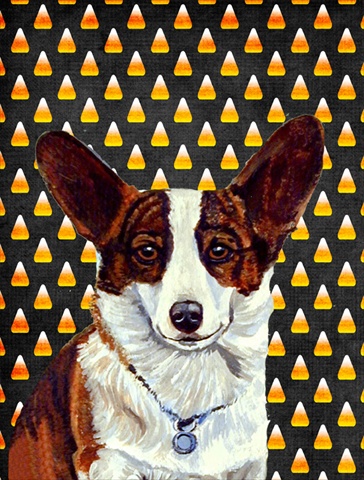 Corgi Candy Corn Halloween Portrait House Size Canvas Flag