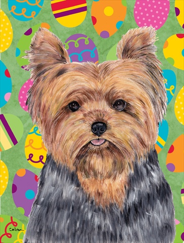 11 x 15 in. Yorkie Easter Eggtravaganza Garden Size Flag