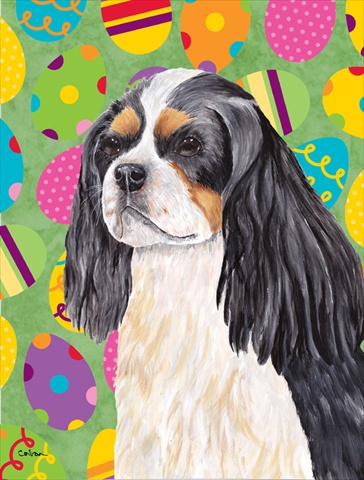 11 x 15 in. Cavalier Spaniel Easter Eggtravaganza Garden Size Flag