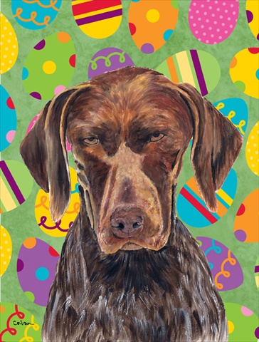 11 x 15 in. German Shorthaired Pointer Easter Eggtravaganza Garden Size Flag