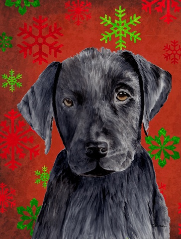 Labrador Red Green Snowflake Holiday Christmas House Size Canvas Flag