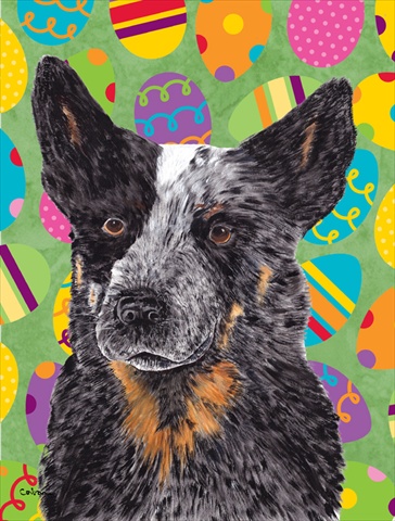 Australian Cattle Dog Easter Eggtravaganza House Size Canvas Flag