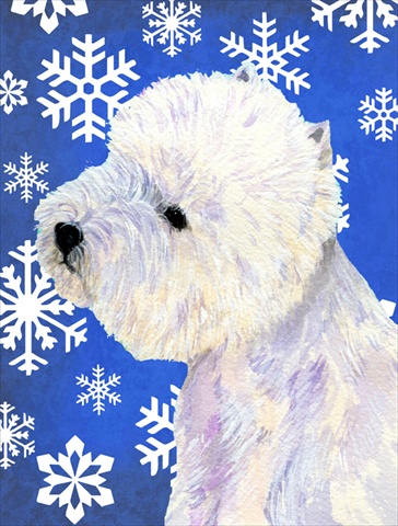 Westie Winter Snowflakes Holiday House Size Canvas Flag