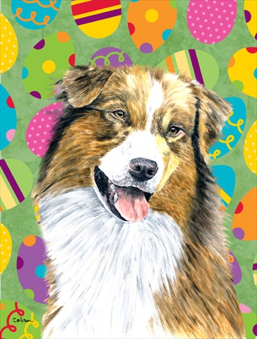 11 x 15 in. Australian Shepherd Easter Eggtravaganza Garden Size Flag