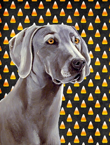Weimaraner Candy Corn Halloween Portrait House Size Canvas Flag